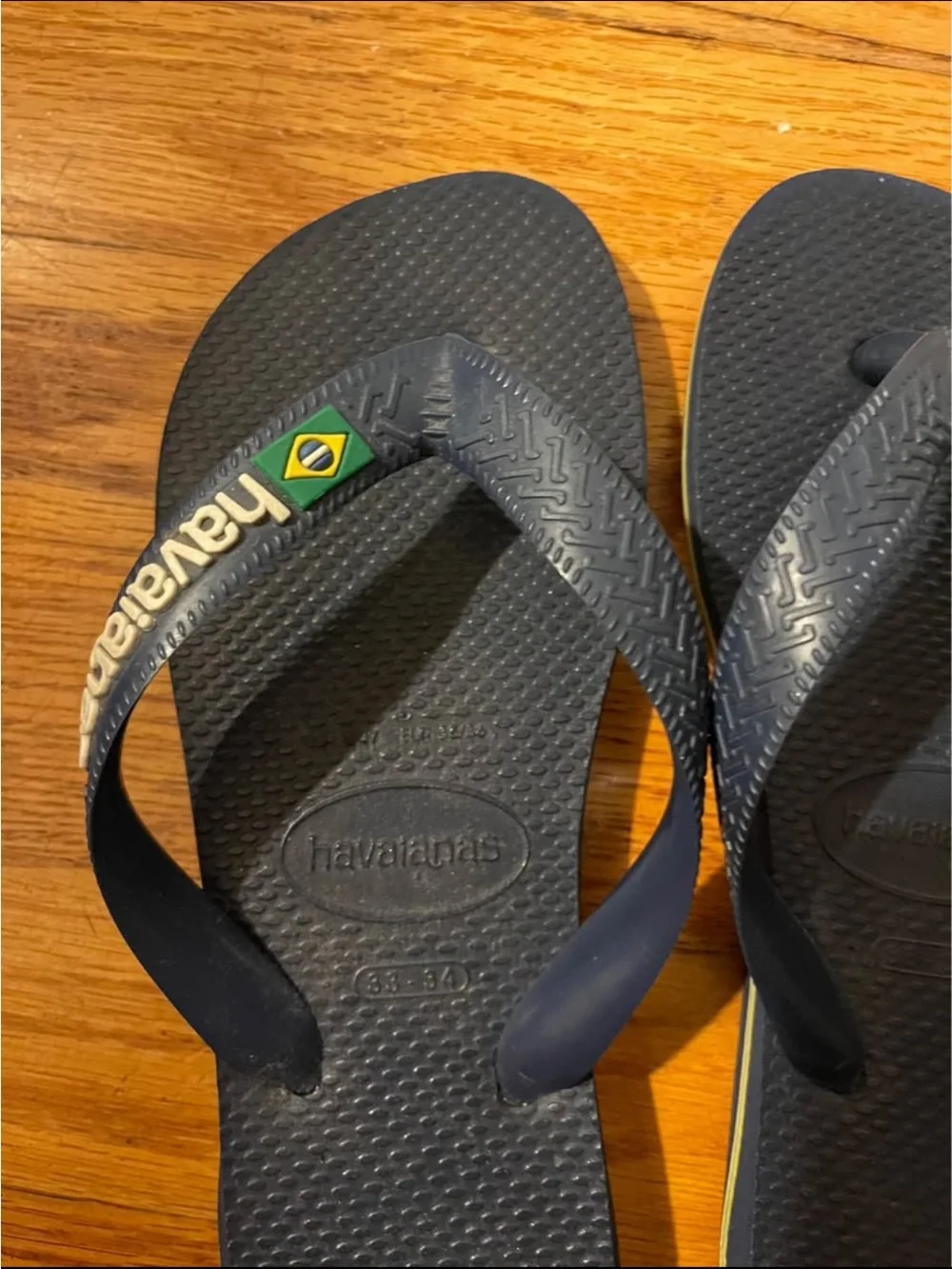 Havaianas Navy Flip Flops with Brazilian Flag Accent